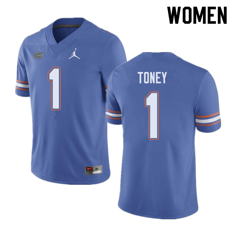 Jordan Brand Women #1 Kadarius Toney Florida Gators College Football Jerseys Sale-Blue - Click Image to Close